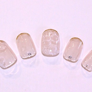 シースルーフラワー＆細ラメフレンチ