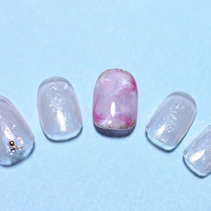 天然石アートネイル ピンク