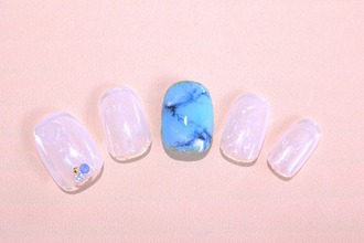 天然石アートネイル ブルー