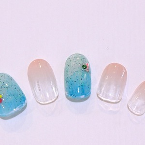 グラデーション＆海風アートネイル