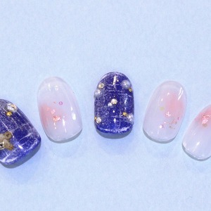 デニム×チークネイル