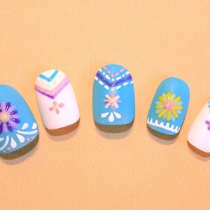 メキシカン刺繍手書きアートネイル