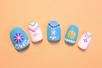 メキシカン刺繍手書きアートネイル