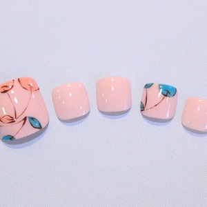 ワンカラー×手描きサクランボアートネイル