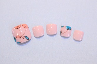 ワンカラー×手描きサクランボアートネイル