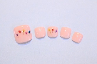 ワンカラー×ドライフラワーネイル