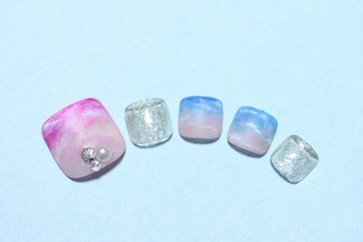 海の砂浜アートネイル