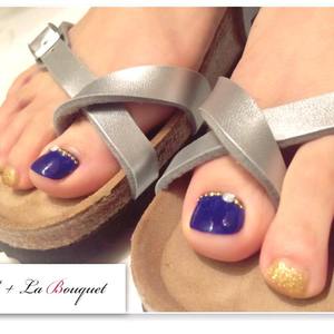シルバー×ネイビー ×キラ☆キラ☆オプションネイル