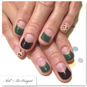 フレンチ（オリジナルカラー） × レオパード柄 ネイル