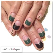 フレンチ（オリジナルカラー） × レオパード柄 ネイル